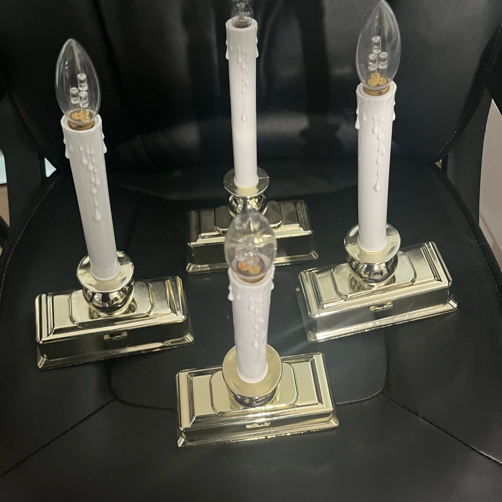Elegant Gold and White Candle Holders battery operated